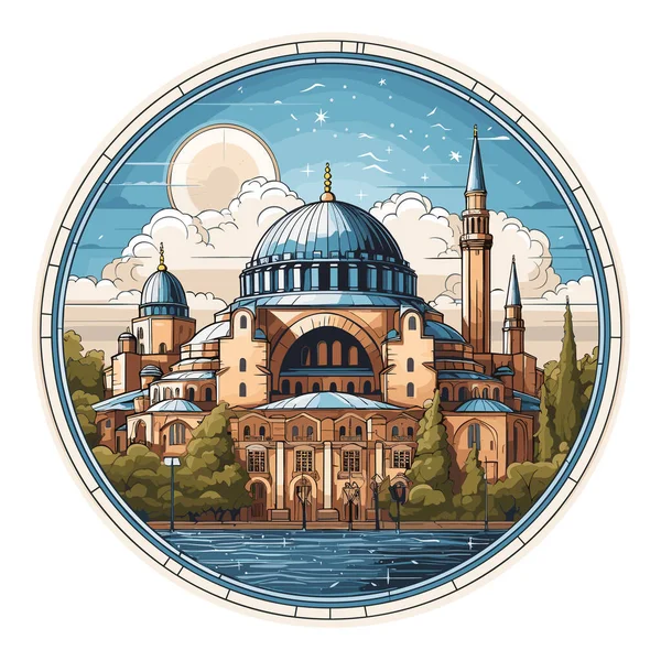 Santa Sofía Hagia Sophia Ilustración Cómica Dibujada Mano Vector Doodle — Archivo Imágenes Vectoriales