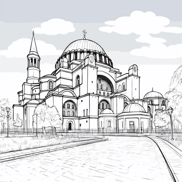 Hagia Sophia Hagia Sophia Desenhada Mão Ilustração Quadrinhos Vector Doodle — Vetor de Stock