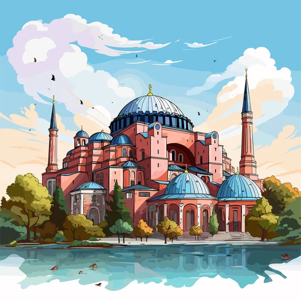 Santa Sofía Hagia Sophia Ilustración Cómica Dibujada Mano Vector Doodle — Vector de stock
