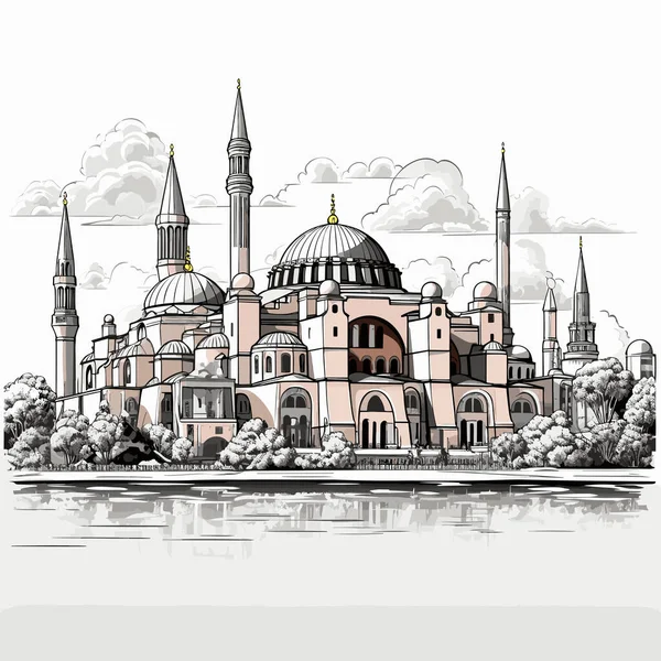 Hagia Sophia Hagia Sophia Hand Drawn Comic Illustration Vector Doodle — Stock Vector