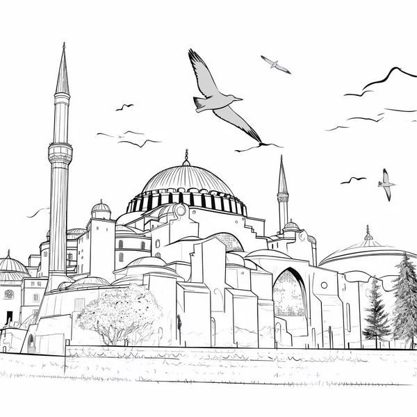 Hagia Sophia Hagia Sophia Hand Drawn Comic Illustration Vector Doodle — Stock Vector