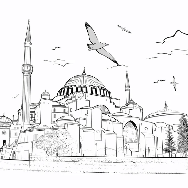 Hagia Sophia Hagia Sophia Ręcznie Rysowana Ilustracja Komiksowa Wektor Doodle — Wektor stockowy