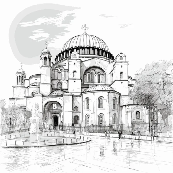 Hagia Sophia Hagia Sophia Met Hand Getekend Stripverhaal Vector Doodle — Stockvector