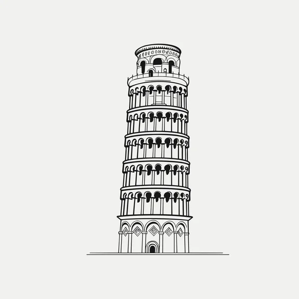 Torre Pendente Pisa Torre Pendente Pisa Illustrazione Fumetti Disegnata Mano — Vettoriale Stock