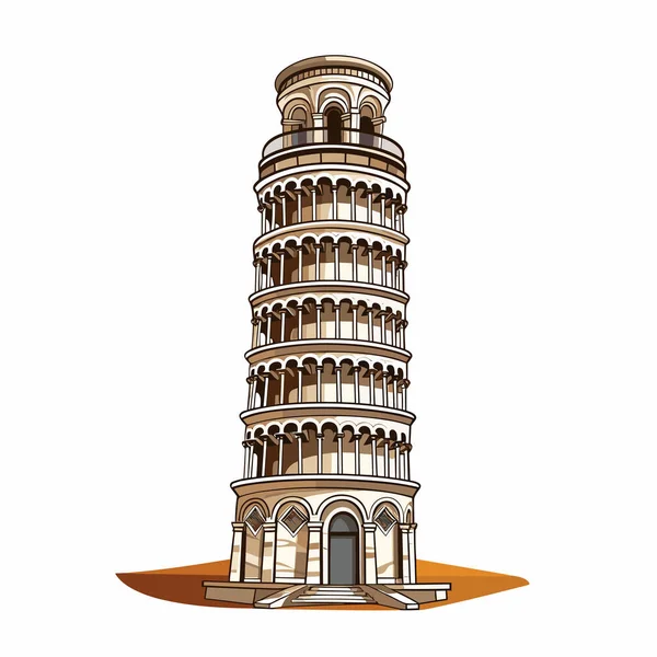 Пизанская Башня Наклонная Башня Пизы Ручной Работы Комической Иллюстрации Векторная — стоковый вектор