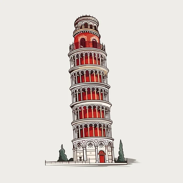 Schiefer Turm Von Pisa Schiefer Turm Von Pisa Handgezeichnete Comic — Stockvektor