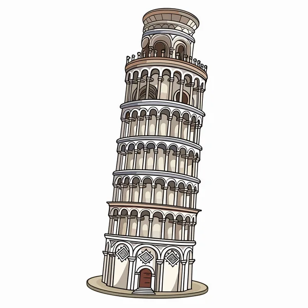 Torre Inclinada Pisa Torre Inclinada Pisa Ilustración Cómica Dibujada Mano — Vector de stock