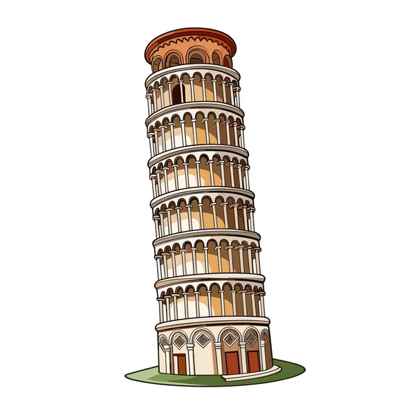 Torre Inclinada Pisa Torre Inclinada Pisa Ilustração Cômica Desenhada Mão — Vetor de Stock
