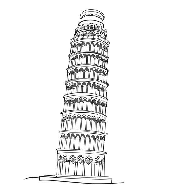 Šikmá Věž Pise Nakláněcí Věž Ručně Kresleného Komiksu Pisa Vektorové — Stockový vektor