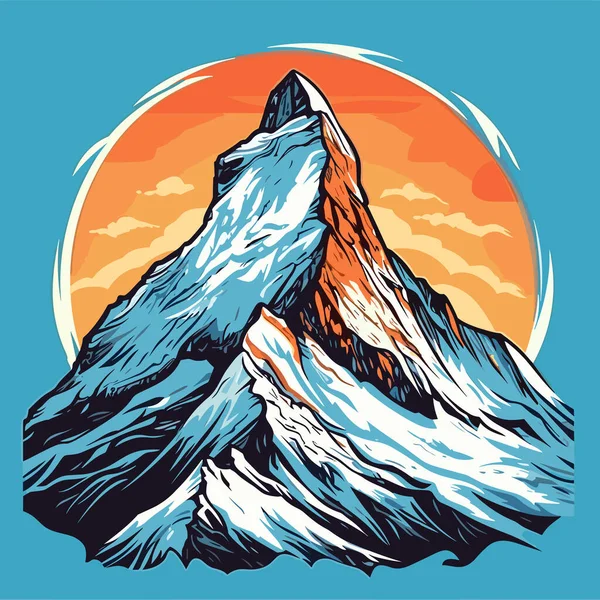 Μάτερχορν Matterhorn Ζωγραφισμένα Στο Χέρι Κωμική Απεικόνιση Εικονογράφηση Στυλ Διανυσματικών — Διανυσματικό Αρχείο