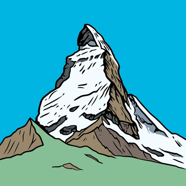Matterhorn Matterhorn Handgezeichnete Comic Illustration Zeichentrickfilm Vector Doodle Stil — Stockvektor