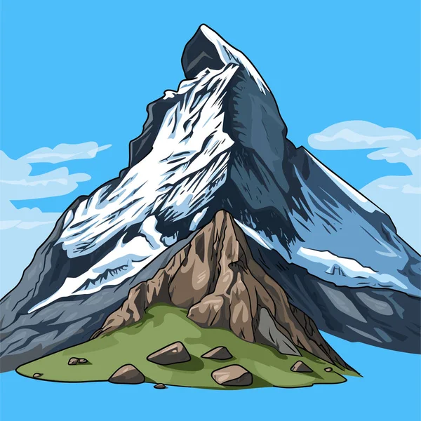 Matterhorn Ilustrasi Komik Buatan Tangan Dari Matterhorn Ilustrasi Kartun Gaya - Stok Vektor