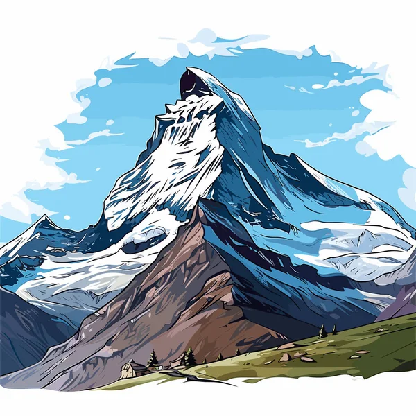 Matterhorn Matterhorn Desenhado Mão Ilustração Quadrinhos Vector Doodle Estilo Desenho —  Vetores de Stock
