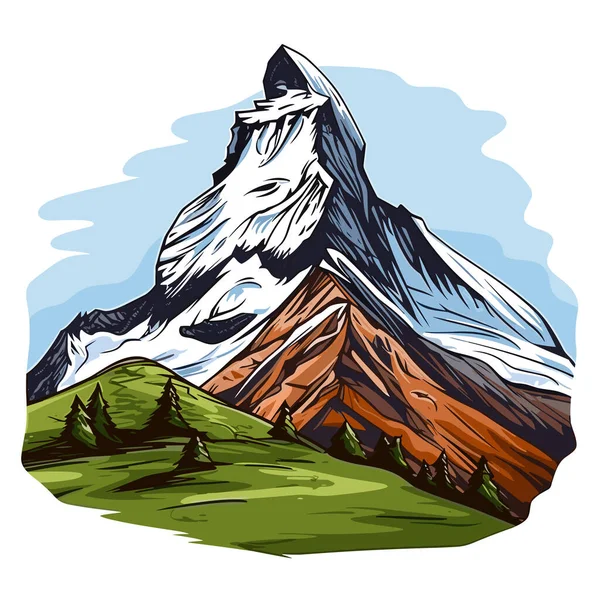 Matterhorn Matterhorn Dibujado Mano Ilustración Cómica Vector Doodle Estilo Ilustración — Archivo Imágenes Vectoriales