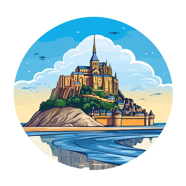 Mont Saint Michel Mont Saint Michel Handritad Serietidning Vektor Klotter — Stock vektor