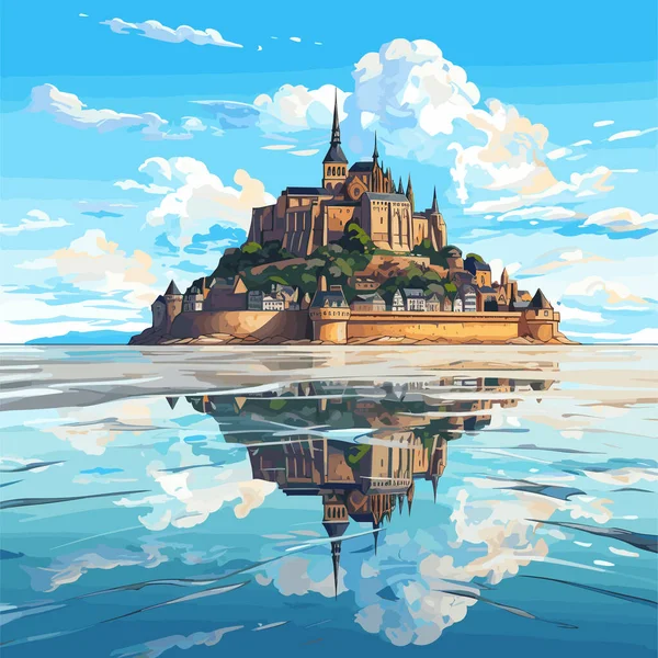 Mont Saint Michel Mont Saint Michel Ručně Kreslený Komiks Vektorové — Stockový vektor