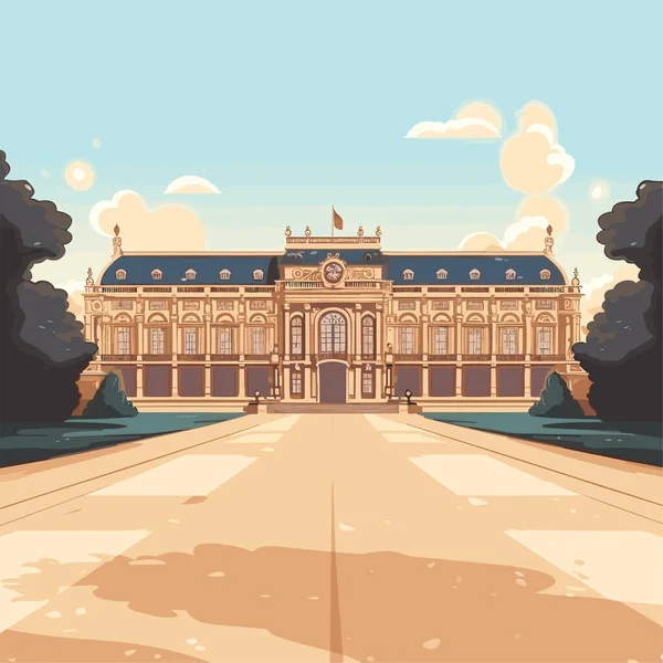 Παλάτι Των Βερσαλλιών Παλάτι Των Βερσαλλιών Ζωγραφισμένο Στο Χέρι Κωμική — Διανυσματικό Αρχείο