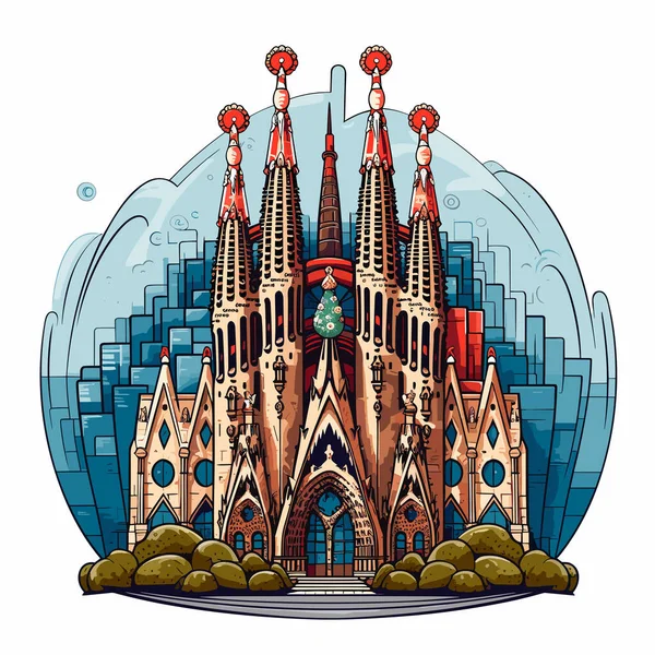 Sagrada Familia Sagrada Familia Ručně Kreslený Komiks Vektorové Kreslené Kreslené — Stockový vektor