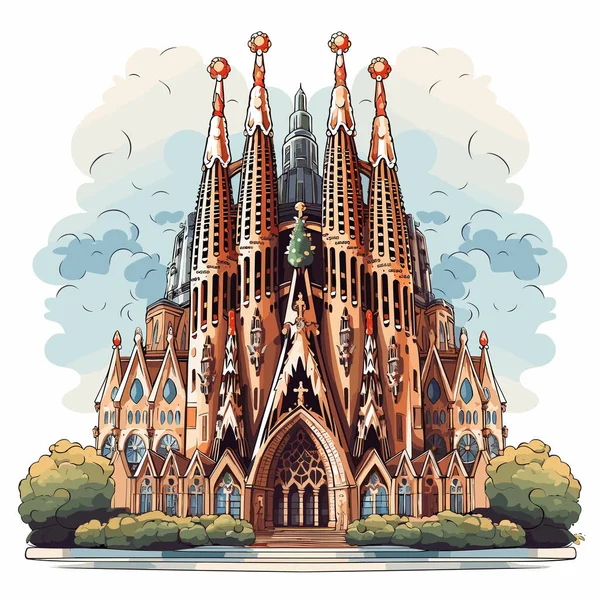 Sagrada Familia Sagrada Familia Ilustración Cómica Dibujada Mano Vector Doodle — Archivo Imágenes Vectoriales