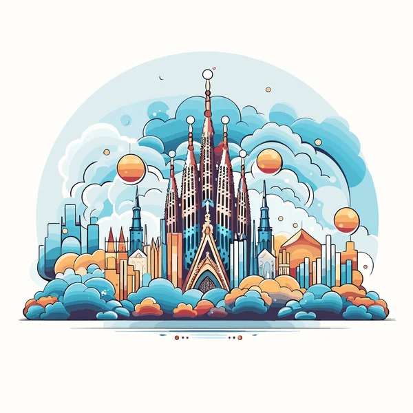 Sagrada Familia Sagrada Familia Handritad Serietidning Vektor Klotter Stil Tecknad — Stock vektor
