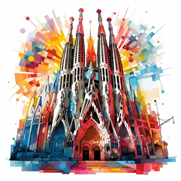 Sagrada Familia Sagrada Familia Yapımı Çizgi Roman Çizimi Vektör Karalama — Stok Vektör
