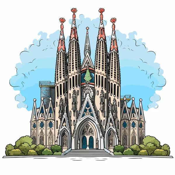 Sagrada Familia Vagyok Sagrada Familia Kézzel Rajzolt Képregény Illusztráció Vector — Stock Vector