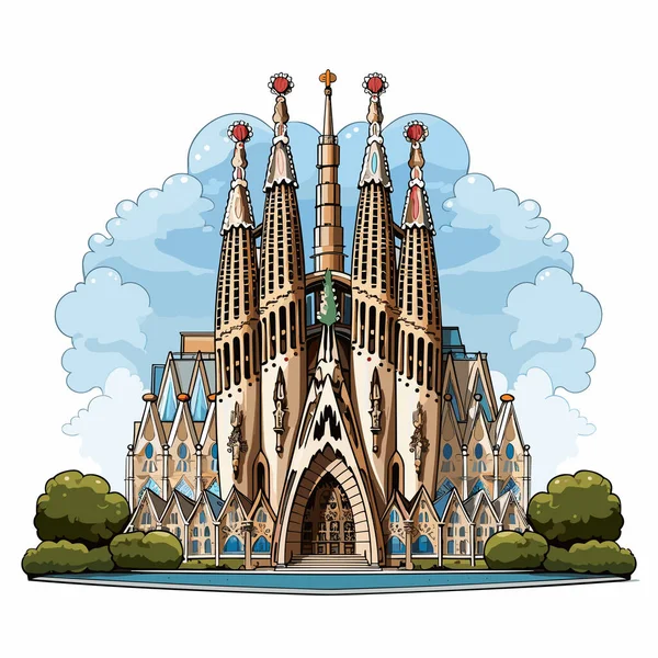 Sagrada Familia Sagrada Familia手绘漫画 矢量涂鸦风格卡通画 — 图库矢量图片