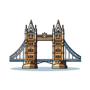 Tower Köprüsü. Tower Bridge el çizimi çizgi roman çizimi. Vektör karalama stili çizgi film çizimi