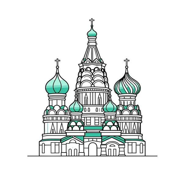Kutsanmış Vasily Katedrali Saint Basil Katedrali Elle Çizilmiş Komik Çizimler — Stok Vektör