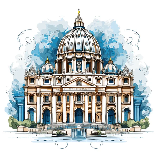 Βασιλική Του Αγίου Πέτρου Βασιλική Του Αγίου Πέτρου Ζωγραφισμένη Στο — Διανυσματικό Αρχείο