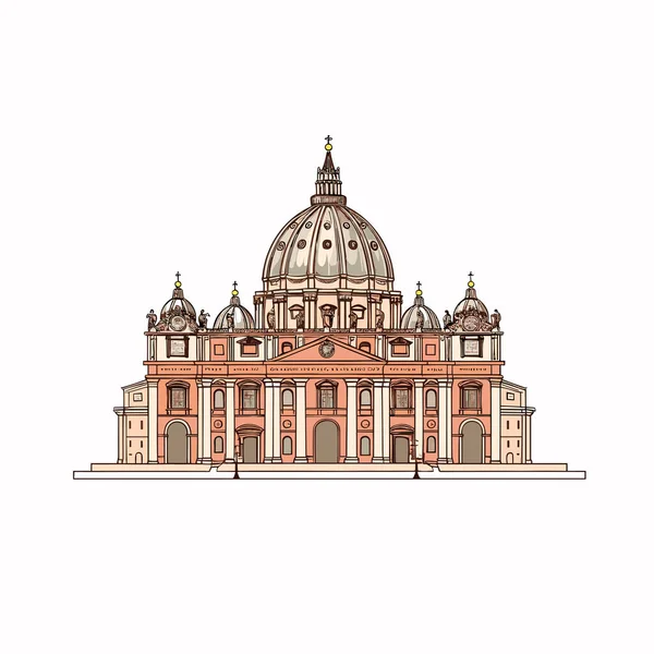 Aziz Peter Bazilikası Aziz Peter Bazilikası Yapımı Çizgi Roman Illüstrasyonu — Stok Vektör