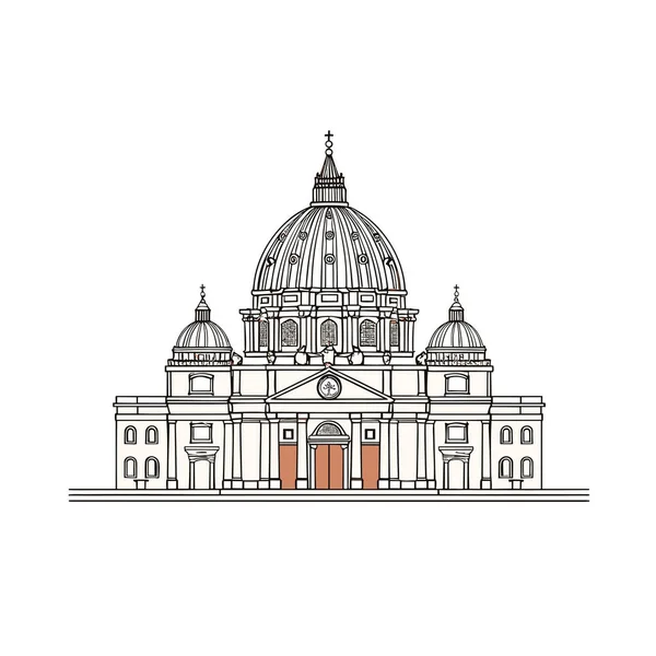 Basilica San Pietro Basilica San Pietro Disegno Fumetti Disegnato Mano — Vettoriale Stock