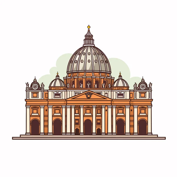 Basilica San Pietro Basilica San Pietro Disegno Fumetti Disegnato Mano — Vettoriale Stock