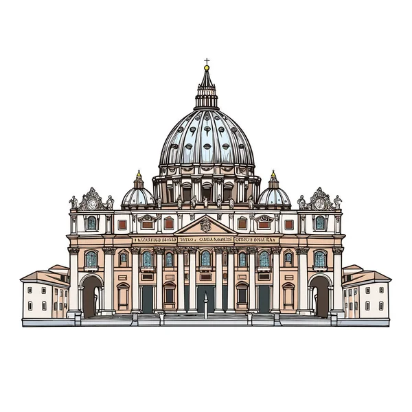 Aziz Peter Bazilikası Aziz Peter Bazilikası Yapımı Çizgi Roman Illüstrasyonu — Stok Vektör