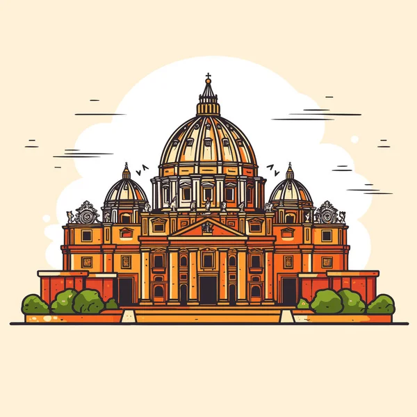 Saint Peter Basilica Basilica Saint Peter Hand Drawn Comic Illustration — Stock Vector