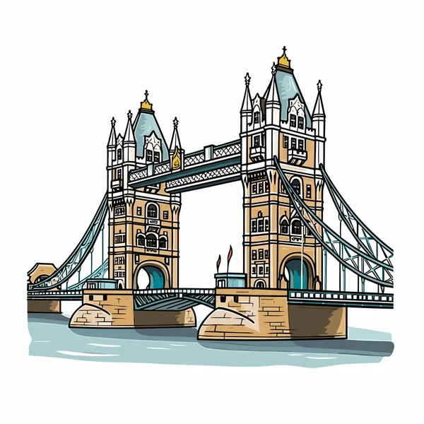 Tower Bridge Tower Bridge Ilustração Cômica Desenhada Mão Vector Doodle —  Vetores de Stock