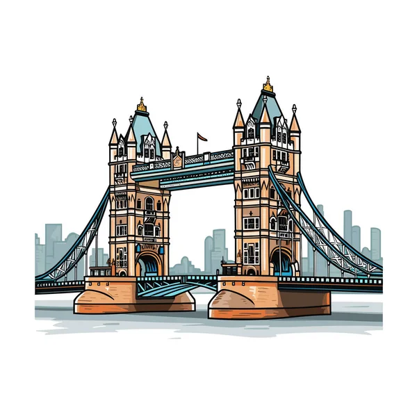 Tower Bridge Ručně Kreslený Komiks Tower Bridge Vektorové Kreslené Kreslené — Stockový vektor