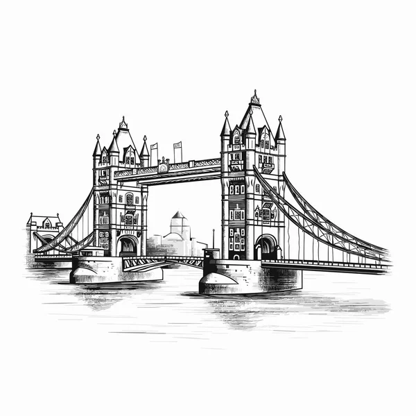 Тауэрский Мост Тауэрский Мост Ручной Работы Комической Иллюстрации Векторная Иллюстрация — стоковый вектор