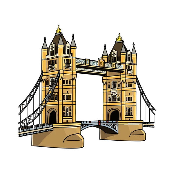 Tower Bridge Tower Bridge Ilustración Cómica Dibujada Mano Vector Doodle — Archivo Imágenes Vectoriales
