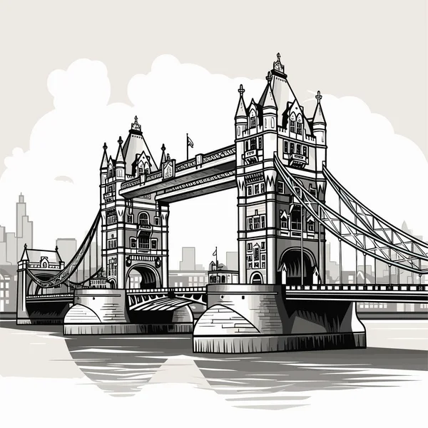 Tower Bridge Tower Bridge Ilustração Cômica Desenhada Mão Vector Doodle — Vetor de Stock