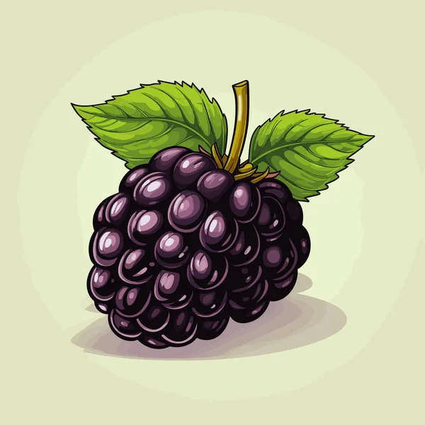 Ilustrasi Komik Buatan Tangan Blackberry Blackberry Ilustrasi Kartun Gaya Doodle - Stok Vektor