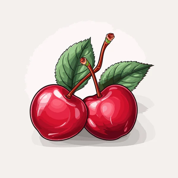 Cherry Ručně Kreslený Komiks Cherry Vektorové Kreslené Kreslené Ilustrace — Stockový vektor