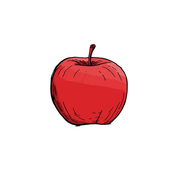 Ilustração Cômica Desenhada Mão Apple Maçã Vector Doodle Estilo Desenho — Vetor de Stock