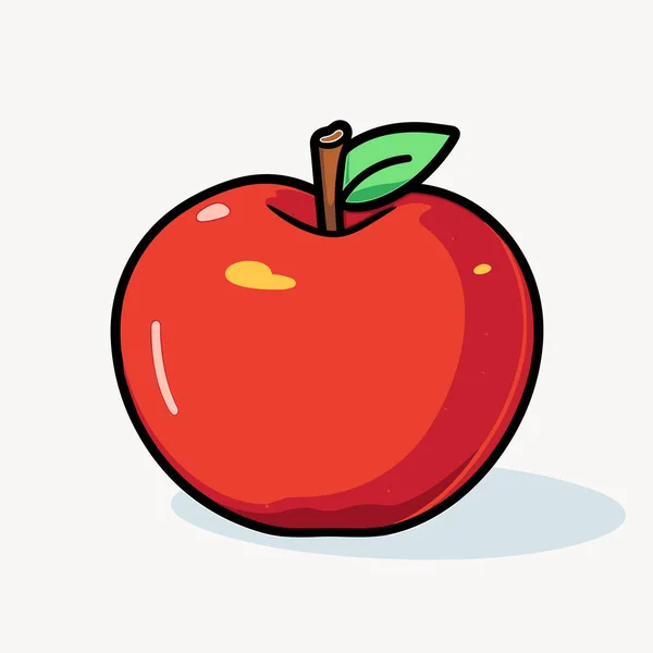 Ilustracja Komiksu Apple Jabłko Wektor Doodle Styl Kreskówki Ilustracja — Wektor stockowy