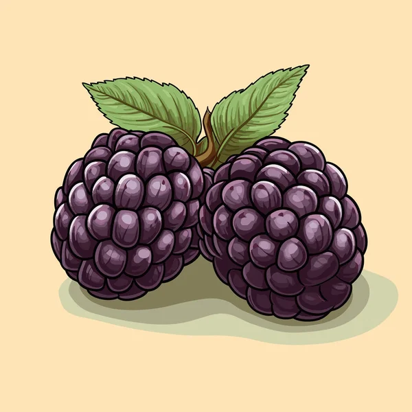 Blackberry Yapımı Çizgi Roman Çizimi Böğürtlen Vektör Karalama Stili Çizgi — Stok Vektör