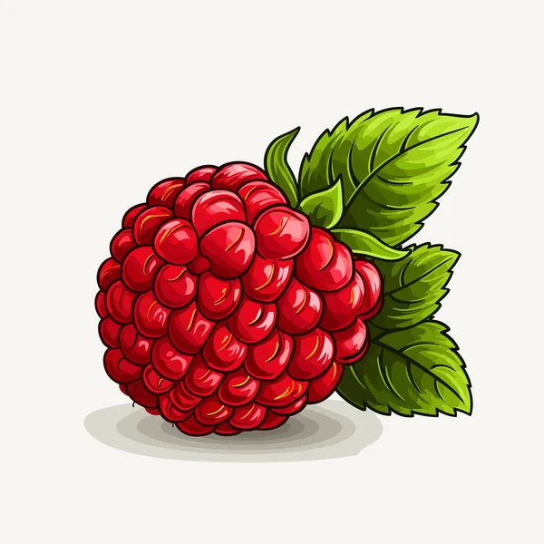 Ilustrasi Komik Buatan Tangan Raspberry Raspberry Ilustrasi Kartun Gaya Doodle - Stok Vektor