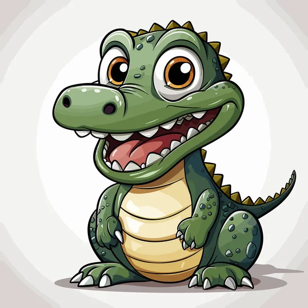 Alligator Hand Drawn Comic Illustration Alligator Cute Vector Doodle Style — Stock Vector