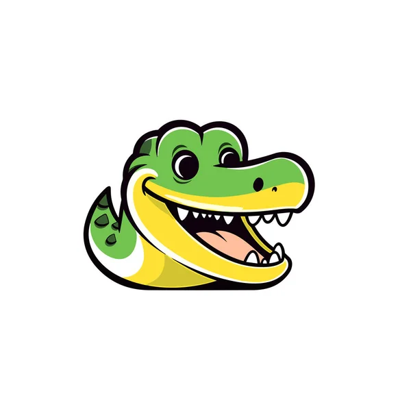 Alligator Hand Drawn Comic Illustration Alligator Cute Vector Doodle Style — Stock Vector