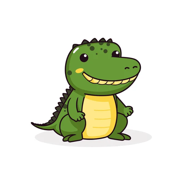 Ilustracja Komiksu Aligatorem Aligator Cute Wektor Doodle Styl Kreskówki Ilustracja — Wektor stockowy