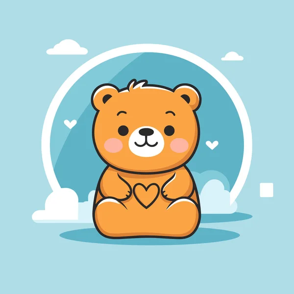 Urso Desenhado Mão Ilustração Cômica Urso Bonito Vetor Doodle Estilo — Vetor de Stock